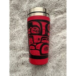 Native Northwest Red Black Indigenous Art Stainless Steel Travel Tumbler Mug